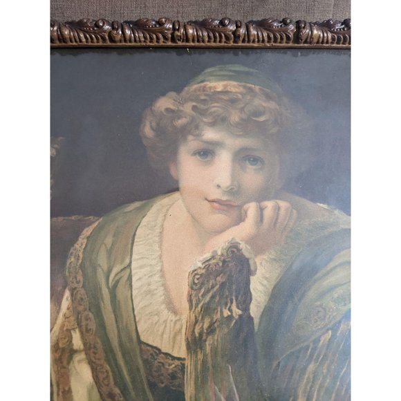 Antique Portrait Print of Oil Painting in Gesso Wo - Picture 2 of 6